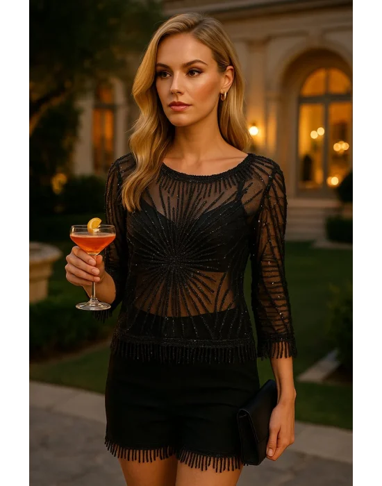 Blaire İthal Tül Payet İşlemeli Tasarım Bluz W 2026