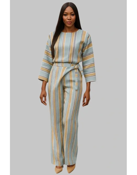 Carmen Örme Dokuma İkili Pantolon Bağlama Detay Tasarım Takım