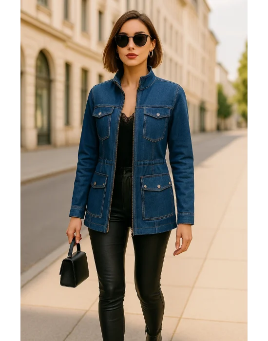 Davila Bağlama Detay Çift Cep Trençkot Ceket