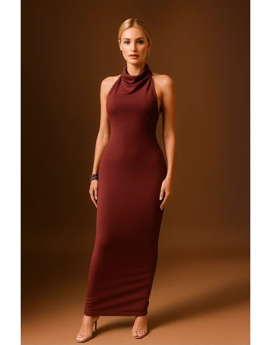 Denimoi Askılı Açık Sırtlı Tasarım Elbise