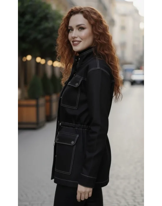 Ducker Dikiş Detay Gabardin ceket WR Tasarım