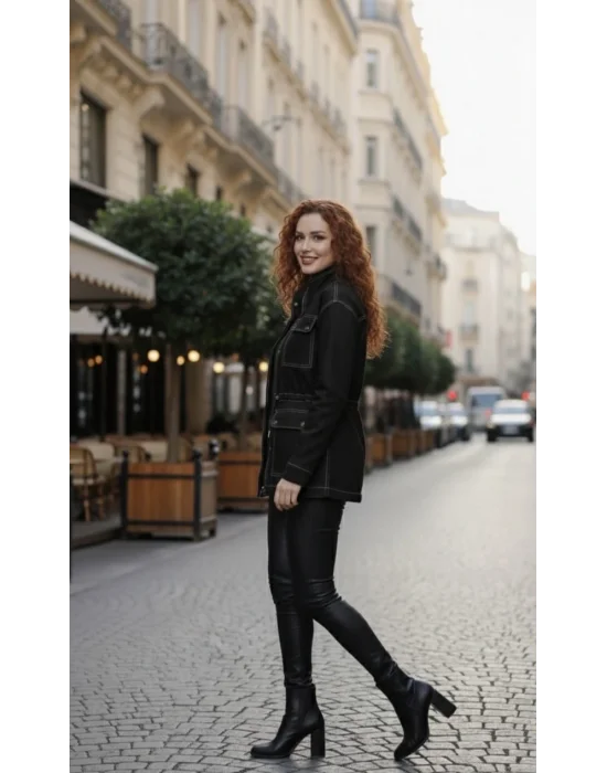 Ducker Dikiş Detay Gabardin ceket WR Tasarım