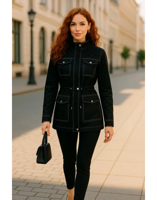 Ducker Dikiş Detay Gabardin ceket WR Tasarım