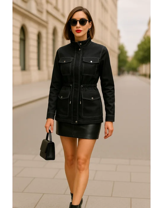 Ducker Dikiş Detay Gabardin ceket WR Tasarım