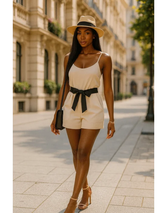 Edna Keten Şortlu Bağlamalı Tulum Tasarım