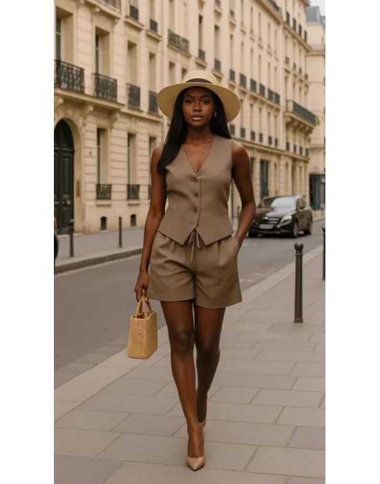 Gabon Açık kahve organik Keten İkili Tasarım Takım W 2026