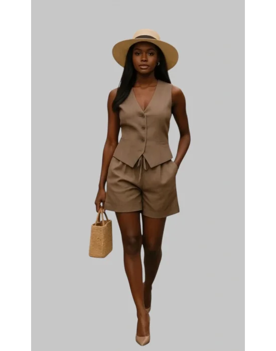 Gabon Açık kahve organik Keten İkili Tasarım Takım W 2026