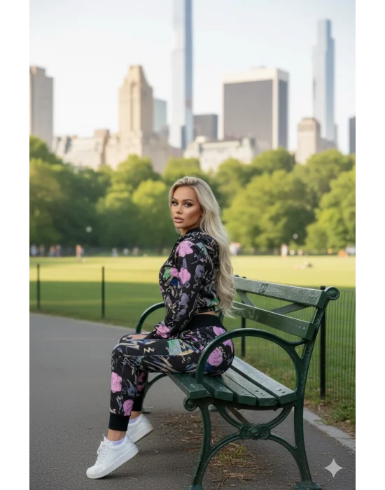 Gigi Dijital Baskı Kapüşonlu Dalgıç Eşofman Takım