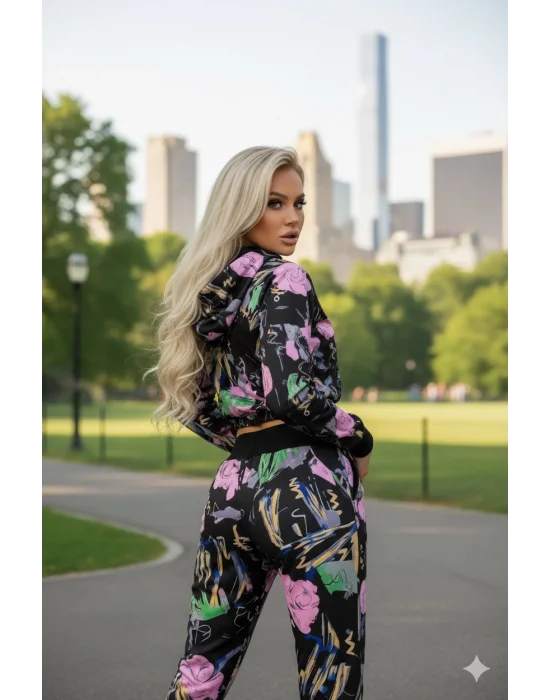 Gigi Dijital Baskı Kapüşonlu Dalgıç Eşofman Takım