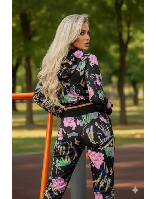 Gigi Dijital Baskı Kapüşonlu Dalgıç Eşofman Takım