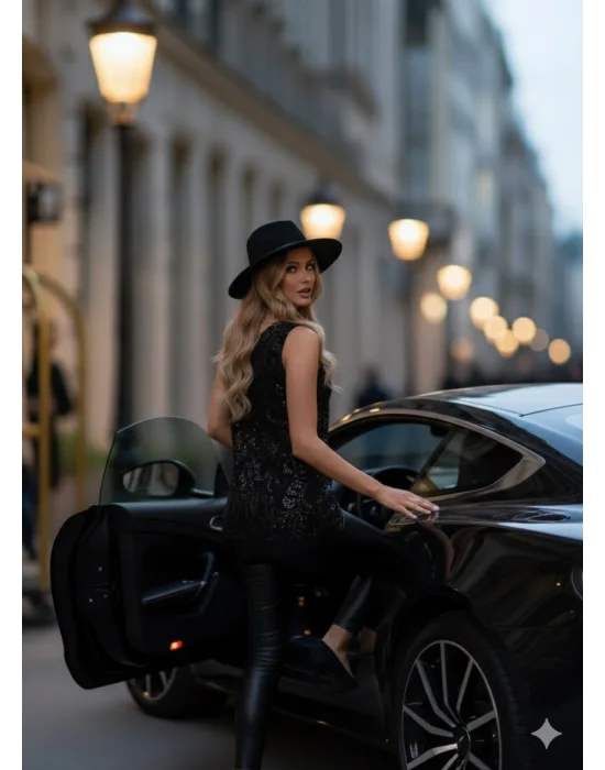 Giulia İthal Şifon Tül İşlemeli Tasarım Bluz S 2026