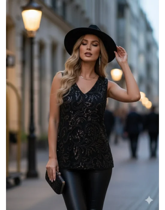 Giulia İthal Şifon Tül İşlemeli Tasarım Bluz S 2026