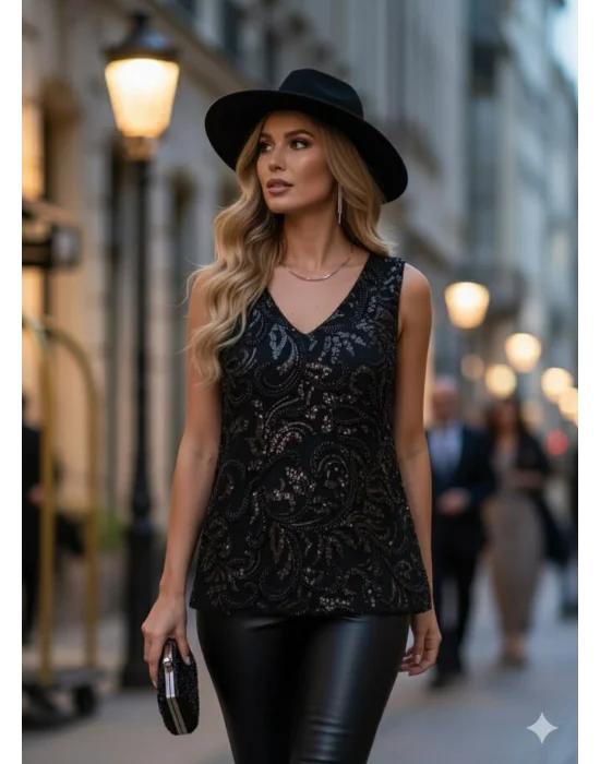 Giulia İthal Şifon Tül İşlemeli Tasarım Bluz S 2026