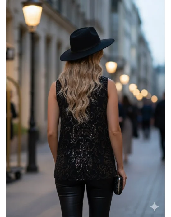 Giulia İthal Şifon Tül İşlemeli Tasarım Bluz S 2026