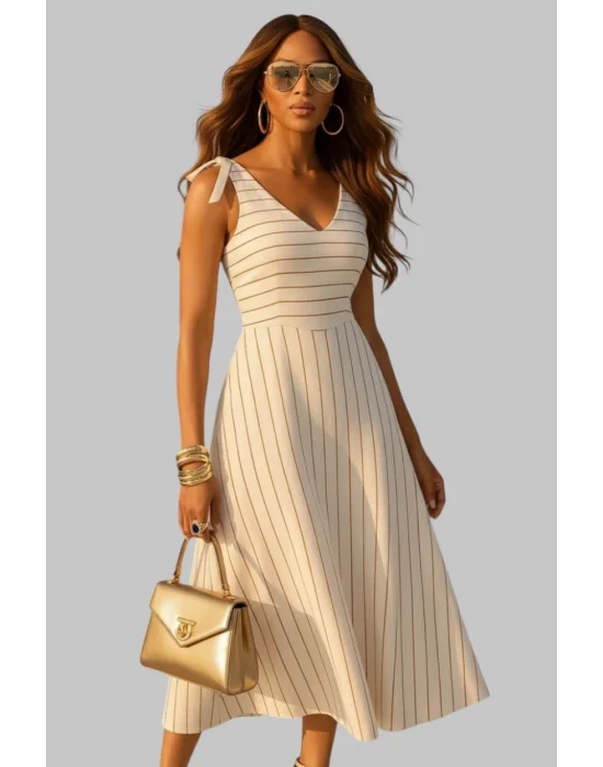 Jamila Vual Pul Peyet Detaylı Askı Fiyonk Bağlamalı Elbise Trend W