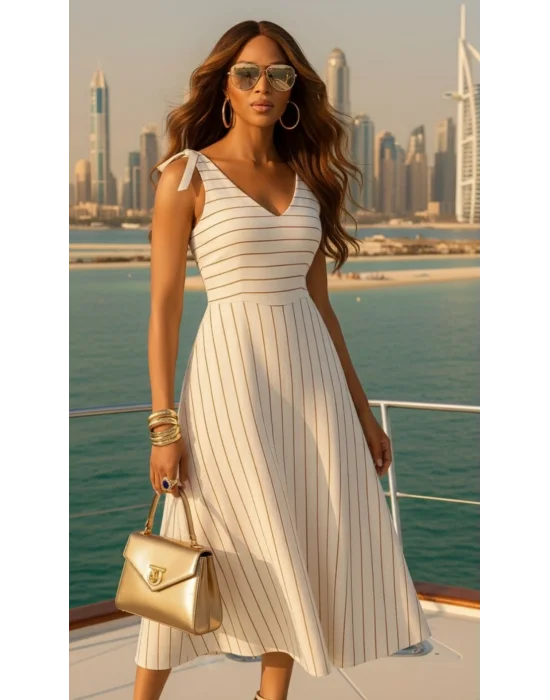 Jamila Vual Pul Peyet Detaylı Askı Fiyonk Bağlamalı Elbise Trend W