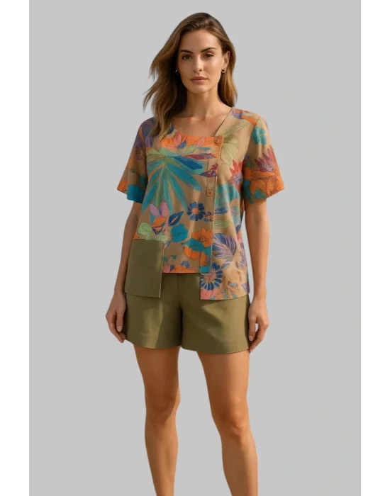 Madonna Keten Şortlu takım