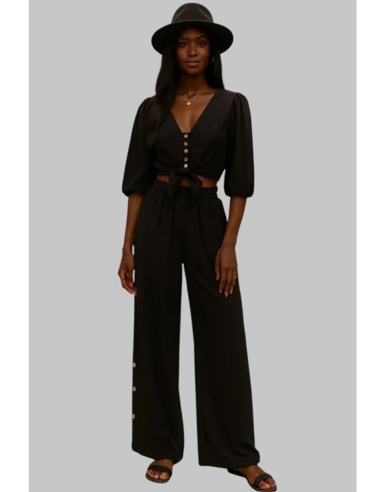 Marekeş Keten Crop ikili Takim