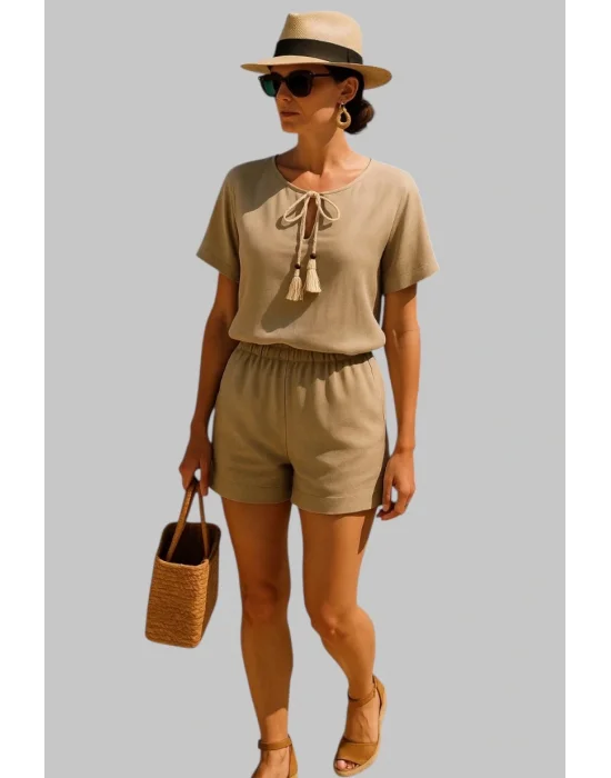 Maria Organik Keten Şortlu İkili Takım Tasarım W 2026