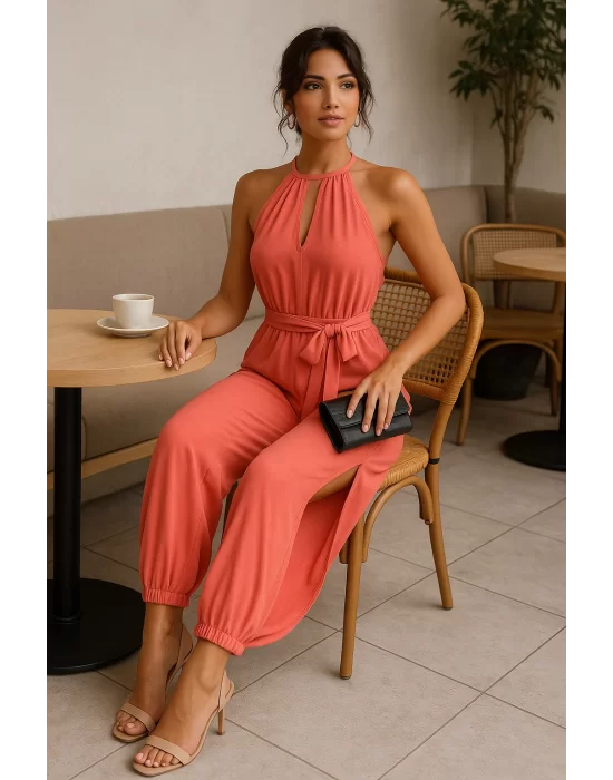 Milena Halter Yaka Yırtmaç Detay Tulum