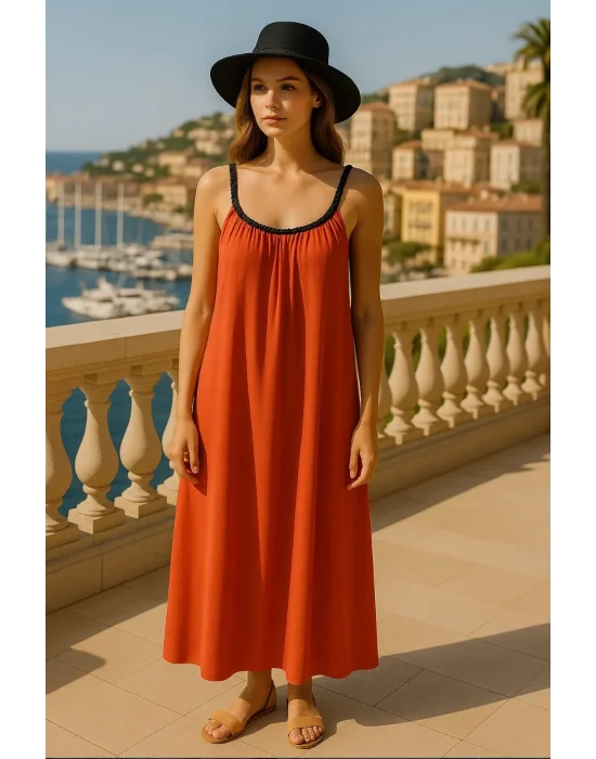 Mirabel Şifon Örme Askılı Tasarım Elbise