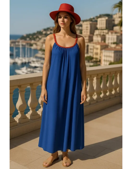 Mirabel Şifon Örme Askılı Tasarım Elbise