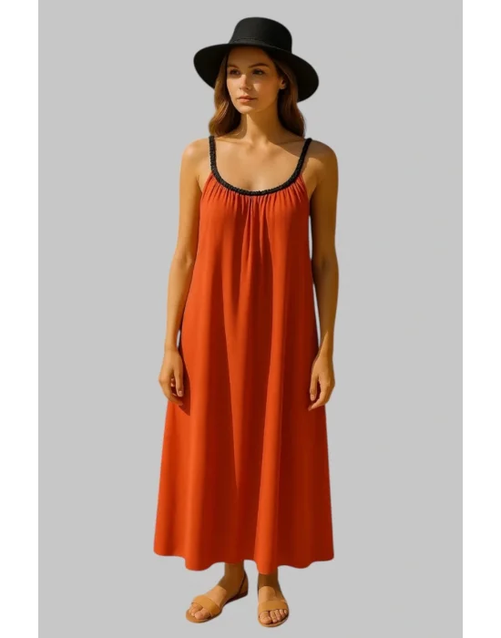 Mirabel Şifon Örme Askılı Tasarım Elbise