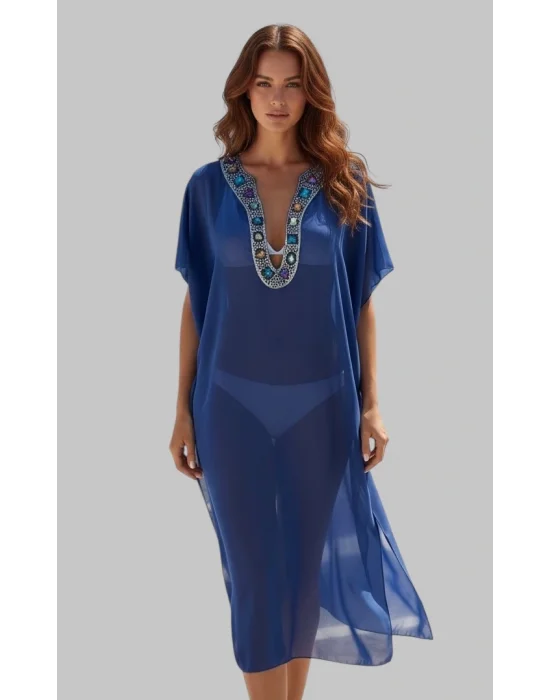 Nobella İthal Tül Yaka Detay Pareo Tasarım S 2026