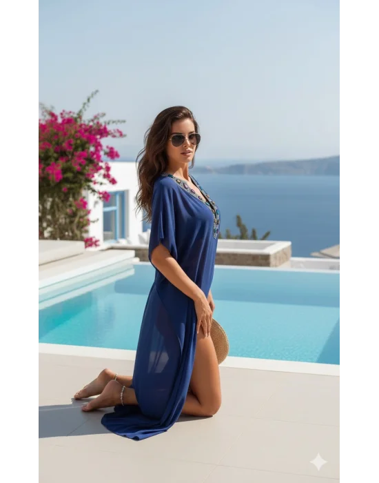 Nobella İthal Tül Yaka Detay Pareo Tasarım S 2026