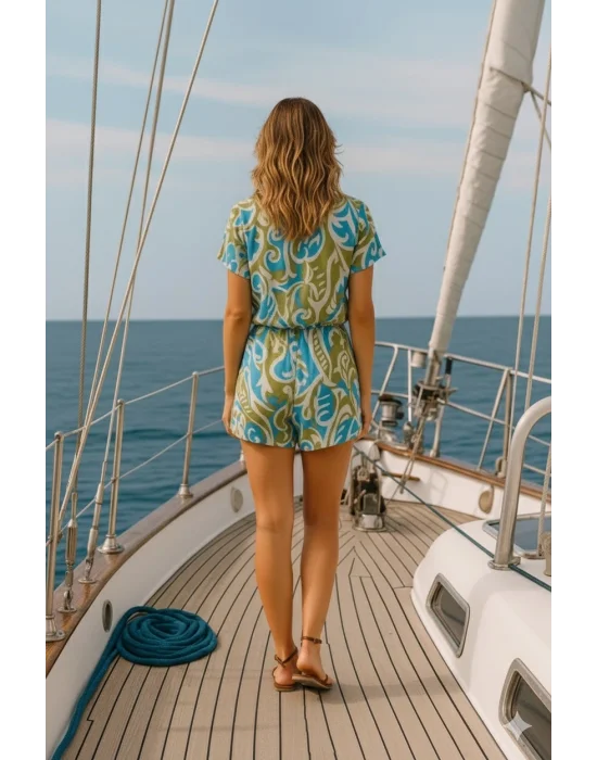 Paris Keten Renkli Şortlu Takım Tasarım