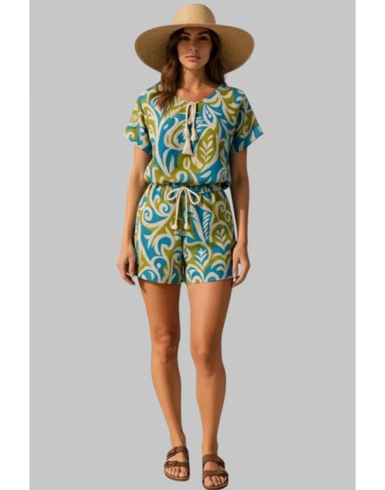 Paris Keten Renkli Şortlu Takım Tasarım