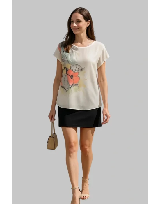 Renita Dijital Baskı Şifon Bluz