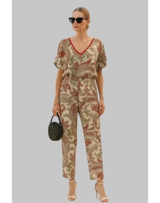 Sable Viskon Şal Desen Pantolonlu ikili takım Tasarım W 2026