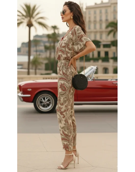 Sable Viskon Şal Desen Pantolonlu ikili takım Tasarım W 2026