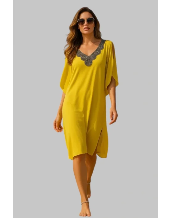 Sarabella İhtal Yaka Detay Plaj Elbisesi Tasarım