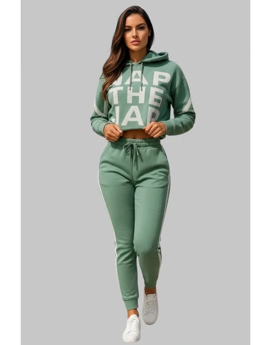 Semantha İkili Kapüşonlu Örme İkili Spor Takım