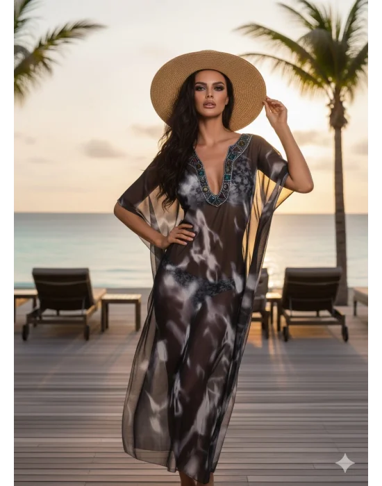 Shark İthal Tül Yaka Detay Pareo Tasarım S 2026