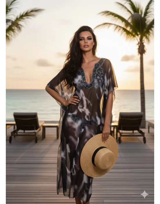 Shark İthal Tül Yaka Detay Pareo Tasarım S 2026