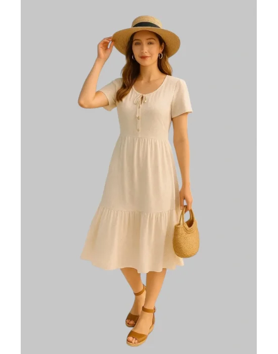 Tamara Beyaz penye Tasarım Elbise W 2026