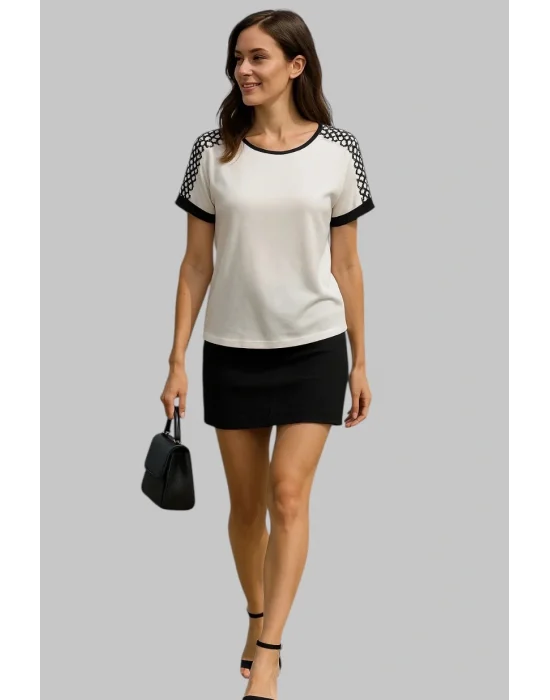 Tiana Omuz File Payet Detay Şifon Bluz