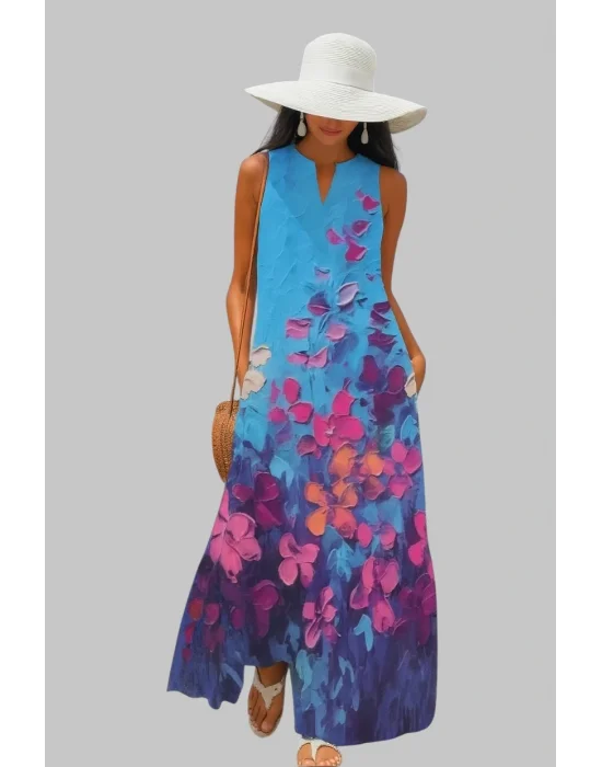 Urla Yaz ve bahar için rahat kolsuz elbise, cepli yaka detaylı elbise, kadın giyim