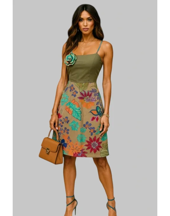 Vanessa Sırt Ve Gül Detaylı Tasarım Elbise