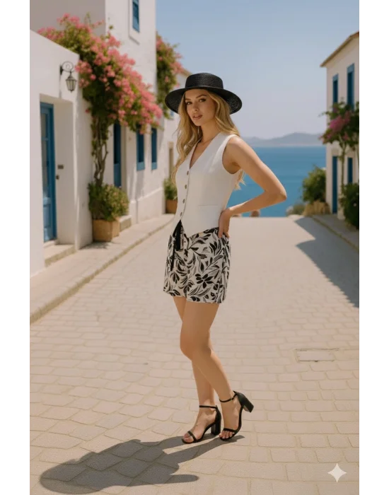 Vanessia Keten İkili Yelek Takım