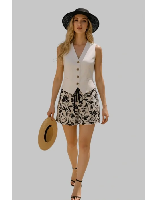 Vanessia Keten İkili Yelek Takım