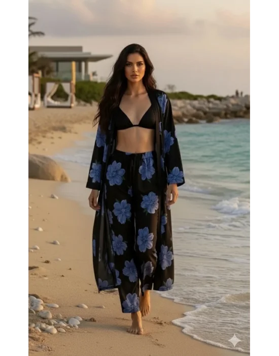 Vegas Krep Saten İkili Kimona Takım Tasarım