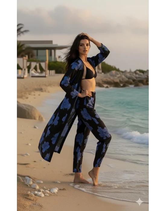 Vegas Krep Saten İkili Kimona Takım Tasarım