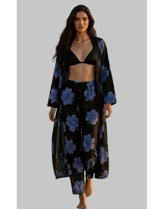 Vegas Krep Saten İkili Kimona Takım Tasarım