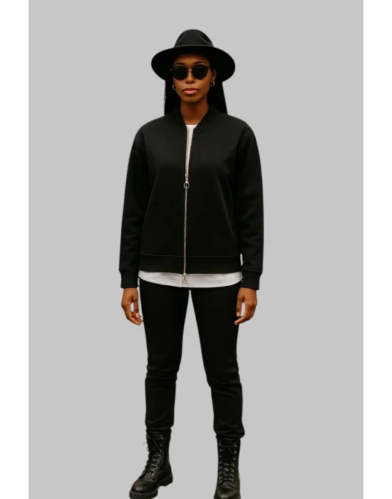 Zegata Fermuarlı Bomber Örme Ceket