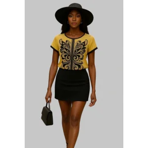 Eros Transfer Baskı İthal Krep Bluz