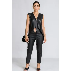 Zeyna Fermuar Detay Çok Yönlü Kullanım Suni Deri Trend Bluz